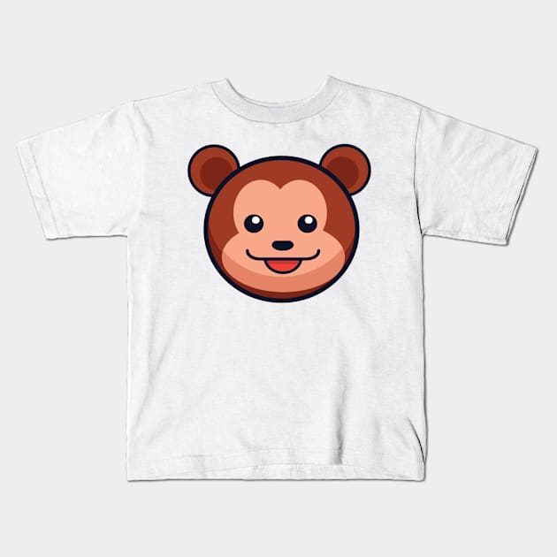 Cute Round Brown Bear Kids T-Shirt by Sinn